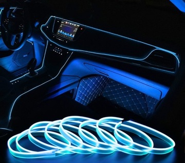 ŚWIATŁOWÓD 2M EL WIRE LED TAŚMA PASEK AMBIENT OŚWIETLENIE + INWERTER I WTYK