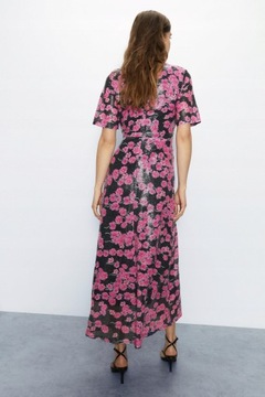 Warehouse NI1 lss cekinowa sukienka maxi wzór kwiaty M