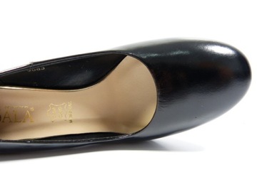czarne czółenka damskie skórzane buty damskie na obcasie stabilne Sala 37
