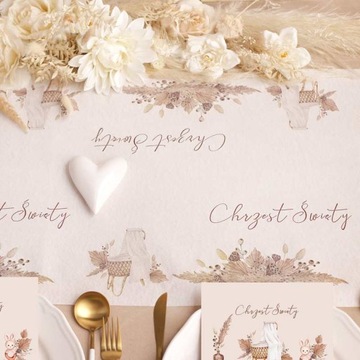 ZESTAW ozdoba dekoracja stołu chrzest styl BOHO