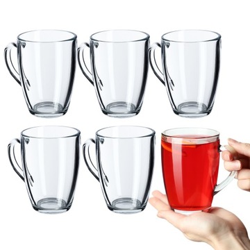 SZKLANKI DO KAWY HERBATY 350ml Z UCHEM ZESTAW 6szt