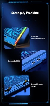 ОХЛАЖДАЮЩАЯ ПОДСТАВКА ДЛЯ НОУТБУКА 12–17 ФУТОВ 8xVENT LED