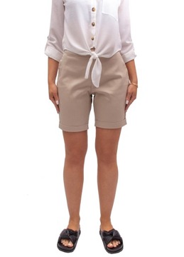 короткие ЖЕНСКИЕ ШОРТЫ, элегантные, ЭЛАСТИЧНЫЕ, бежевые БЕРМУДА 40 Л FIRI