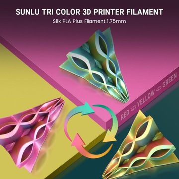 Нить Sunlu Silk PLA Magic Tricolor Красный Желтый Зеленый 1000г