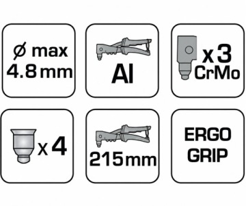 HOGERT HT7G142 СТАНДАРТНЫЙ КОРОТКИЙ НИТОВКА ДЛЯ РВУЩИХ НИТОВ 2,4-4,8мм