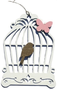PTASZEK W KLATCE ZAWIESZKA OZDOBA W OKNO DEKOR 25
