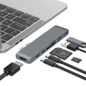 ADAPTER ROZDZIELACZ HUB USB-C 3.0 HDMI 4K MICRO SD MACBOOK 5GB/S 7W1