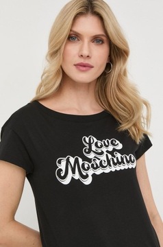 T shirt czarny LOVE MOSCHINO damska koszulka wzór