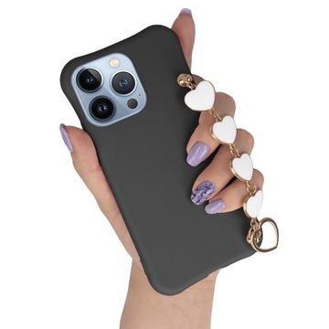 Etui Matowe do IPHONE 13 PRO Biały Łańcuszek Serca