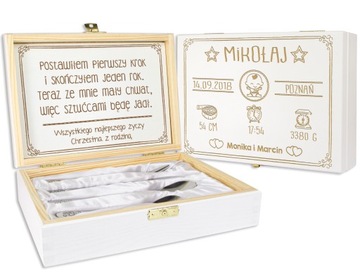 СТОЛОВЫЕ ПРИБОРЫ В КОРОБКЕ ПОДАРОК ​​НА ОДИН ГОД РОЖДЕНИЯ