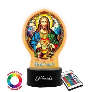Pamiątka Pierwszej Komunii Świętej Lampka Nocna Prezent Komunia IHS LED 3D