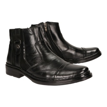 BUTY MĘSKIE SZTYBLETY SKÓRZANE POLSKIE ZIMOWE TRZEWIKI MEDARDD 366CZ R40
