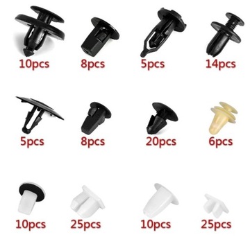 ЗАЖИМЫ АВТОМОБИЛЬНЫЕ РАСШИРИТЕЛЬНЫЕ ШПИЛЬКИ НАБОР + СЪЕМНИК 146 ШТ.