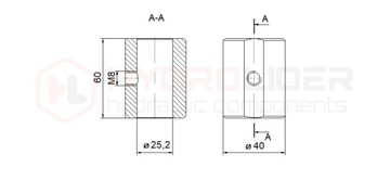 Втулка для приварки к штоку гидроцилиндра привода 25х40х60