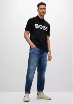 BOSS KOSZULKA POLO MĘSKA CZARNA Z LOGO M 1RDB