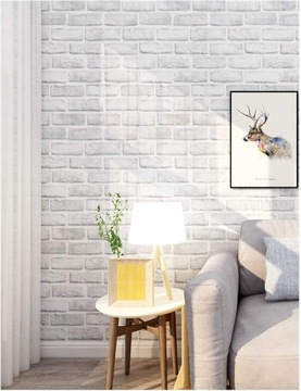 ОБОИ САМОКЛЕЯЩИЕСЯ БЕЛЫЙ КИРПИЧ 3D ШПОН 45см х 10м