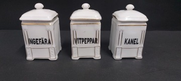 3 x pojemnik na przyprawy porcelana Victoria China Czechosłowacja design