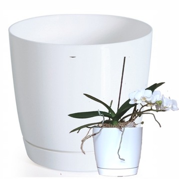 Doniczka BIAŁA 28cm osłonka z podstaw CLICK+DROP
