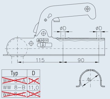 СЦЕПКА WINTERHOFF ШАРОВАЯ, ТРУБКА 60 мм, 800 КГ