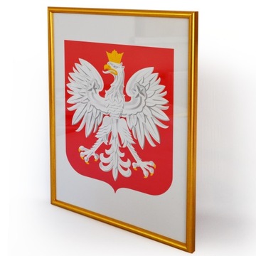ПОЛЬСКАЯ ЭМБЛЕМА 40x30см Серебряная деревянная рамка А3