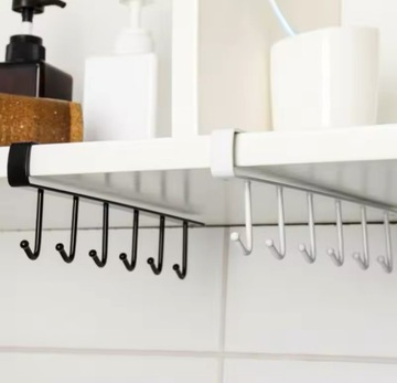 Wieszak na kubki akcesoria ścierki uchwyt pod półkę Oldman 6 haków 26cm