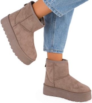 СНЕЖНЫЕ БОТИНКИ БЕЖЕВЫЕ УТЕПЛЕННЫЕ БОТИНКИ НА ПЛАТФОРМЕ ЦВЕТА ХАКИ 37