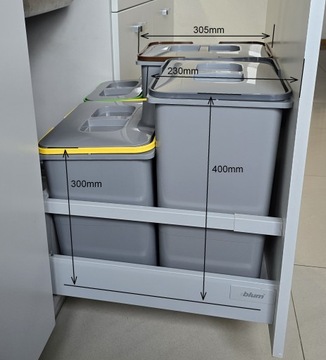 Контейнер для мусора SORT 62л для шкафа Blum на 60 ящиков, 4 контейнера для мусора