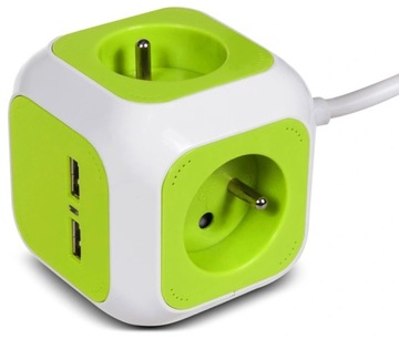 PRZEDŁUŻACZ KOSTKA MAGIC CUBE 4 GNIAZDA 2xUSB 1.4m