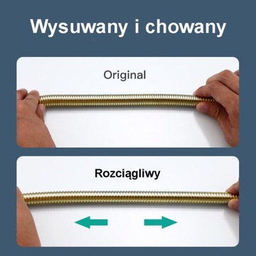 WĄŻ PRYSZNICOWY ROZCIĄGLIWY 150 - 170 cm złoty BEZSKRĘTNY stal GOLD 1,5m