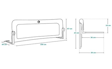 Перила SAFETY GATE для кровати, ВЫСОКИЕ 150x66см БЕЖЕВЫЙ Lionelo Hanna