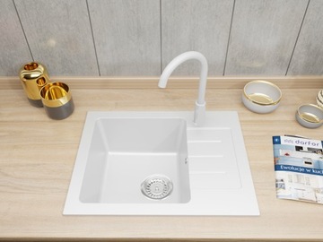 ГРАНИТНАЯ МОЙКА ОДИНОЧНАЯ С БЕЛОЙ СМЕСЬЮ