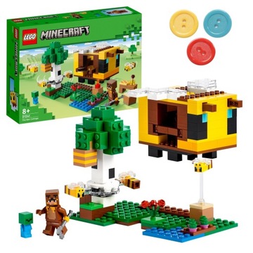 Klocki LEGO 21241 Minecraft Pszczeli ul 8+ 254el + 3 magnesy guziki