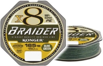 Konger Plecionka Braider X8 0.04mm/150m - Zielona