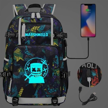 ШКОЛЬНЫЙ РЮКЗАК DJ MARSHMELLO USB A4 БОЛЬШОЙ ДИЗАЙН, высокое качество