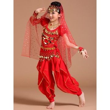 Детский костюм для танца живота. Топ с бахромой, шаровары,