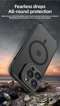 Przezroczysty matowy futerał na telefon iPhone 13 14 15 Pro Max wspornik