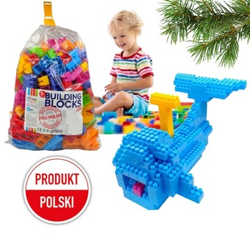 POLSKIE KLOCKI KONSTRUKCYJNE DUŻY ZESTAW 200 ELEMENTÓW ŻYWE KOLORY