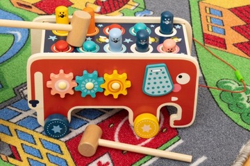 MONTESORRI UKŁADANKA DREWNIANA ZABAWKA SŁOŃ WBIJAK