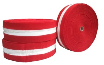 TAŚMA OSTRZEGAWCZA MATERIAŁOWA BIAŁO-CZERWONA 100M