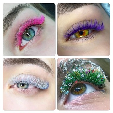 Ресницы цветные 8-13мм завиток D, 12 полосок PINK MIX