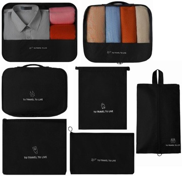 ZESTAW 7 TOREB ORGANIZERÓW DO BAGAŻU WALIZKI SZUFLADY SZAFY