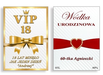 Naklejki Etykiety na WÓDKĘ na URODZINY 18 30 40 50