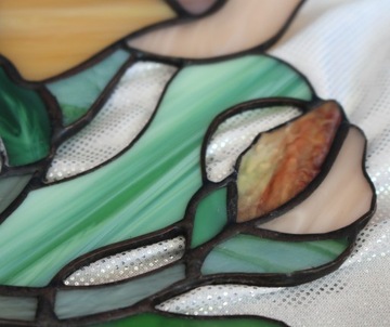 Витраж цветок Модерн Ирис Кремовый Бежевый на окно