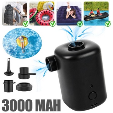 PRZENOŚNA POMPKA ELEKTRYCZNA NA KEMPING I NA ZEWNĄTRZ, 3000MAH, Z 4 DYSZAMI