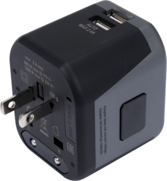 ADAPTER PRZEJŚCIÓWKA Z ŁADOWARKĄ 2xUSB USA UK EU