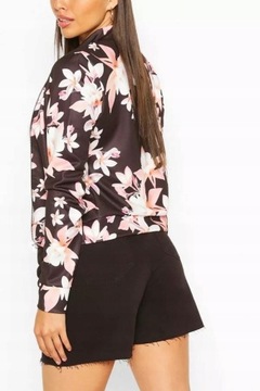 BOOHOO __MI7 BLUZA BOMBER WZÓR KWIATY ZAMEK __L