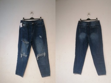 missguided spodnie jeansowe z dziurami 42