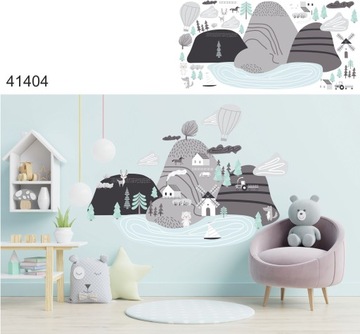 детские наклейки на стены, горы на стену, воздушные шары