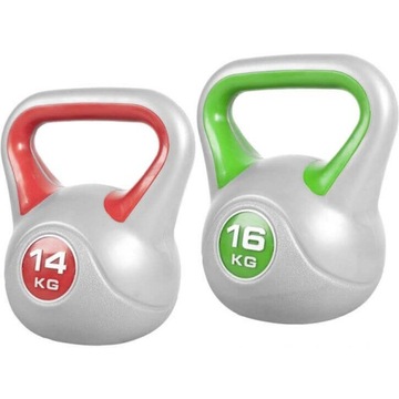 ZESTAW kettlebell 2 szt. 30 KG winyl 16kg + 14kg