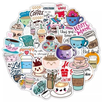 НАКЛЕЙКИ КОФЕ KAWUSIA STICKERBOMB MIX ДЕКОРАТИВНЫЕ ВОДОНЕПРОНИЦАЕМЫЕ 50 шт.